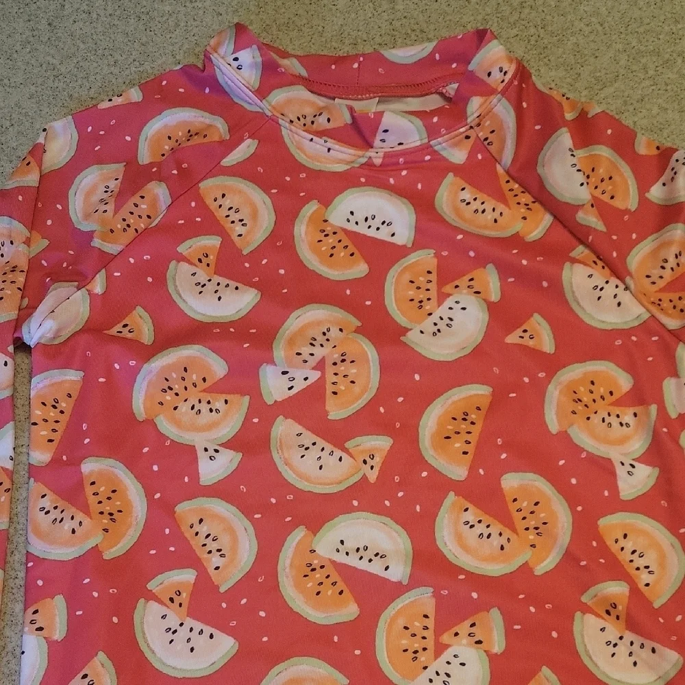 Gymboree Pink and Orange Watermelon Rashguard & Bottoms (NWOT) SIZE 10/12